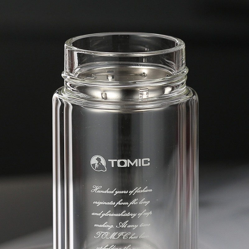 TOMIC特美刻双层玻璃杯水杯带盖过滤茶杯便携水杯男女士泡茶杯子1BSB9511 350ML