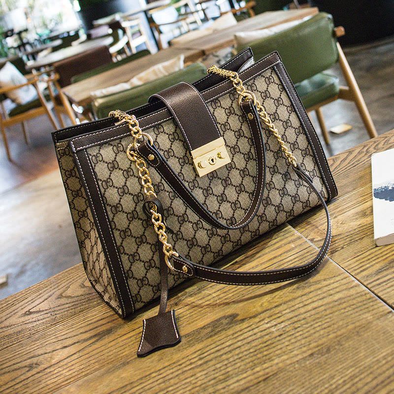 斯妮拉 欧美时尚新款包包女包手提包女斜挎包女百搭质感五金锁扣耐磨防盗大容量链条单肩包女图片