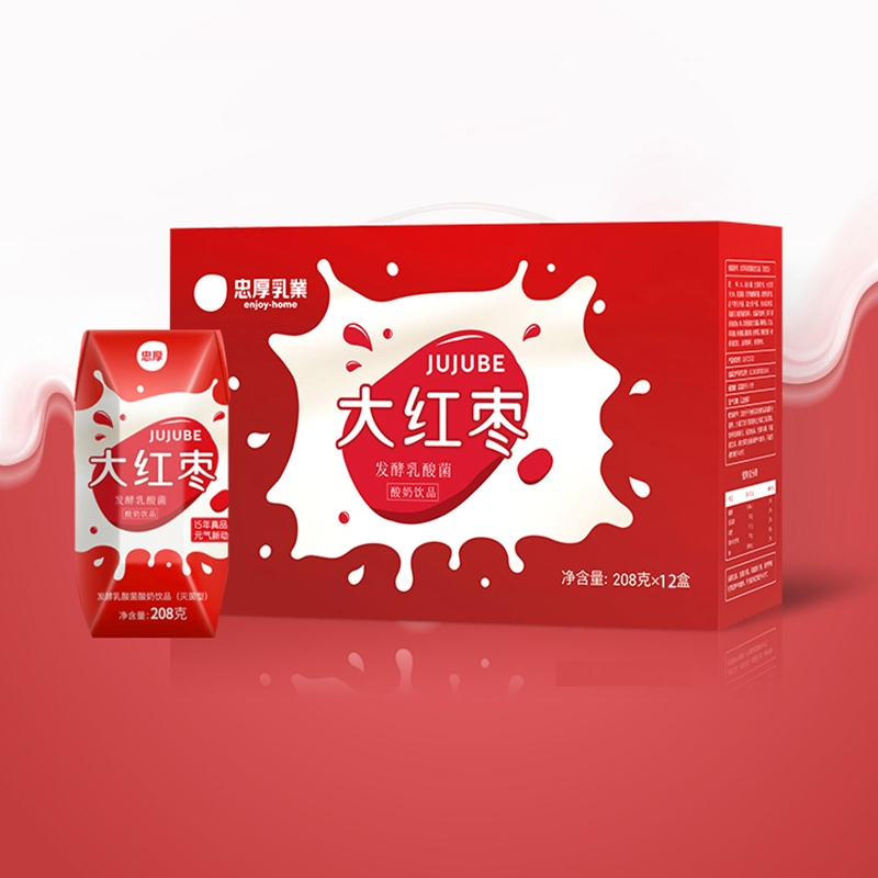 忠厚大红枣发酵乳酸菌酸奶饮品208克x12盒