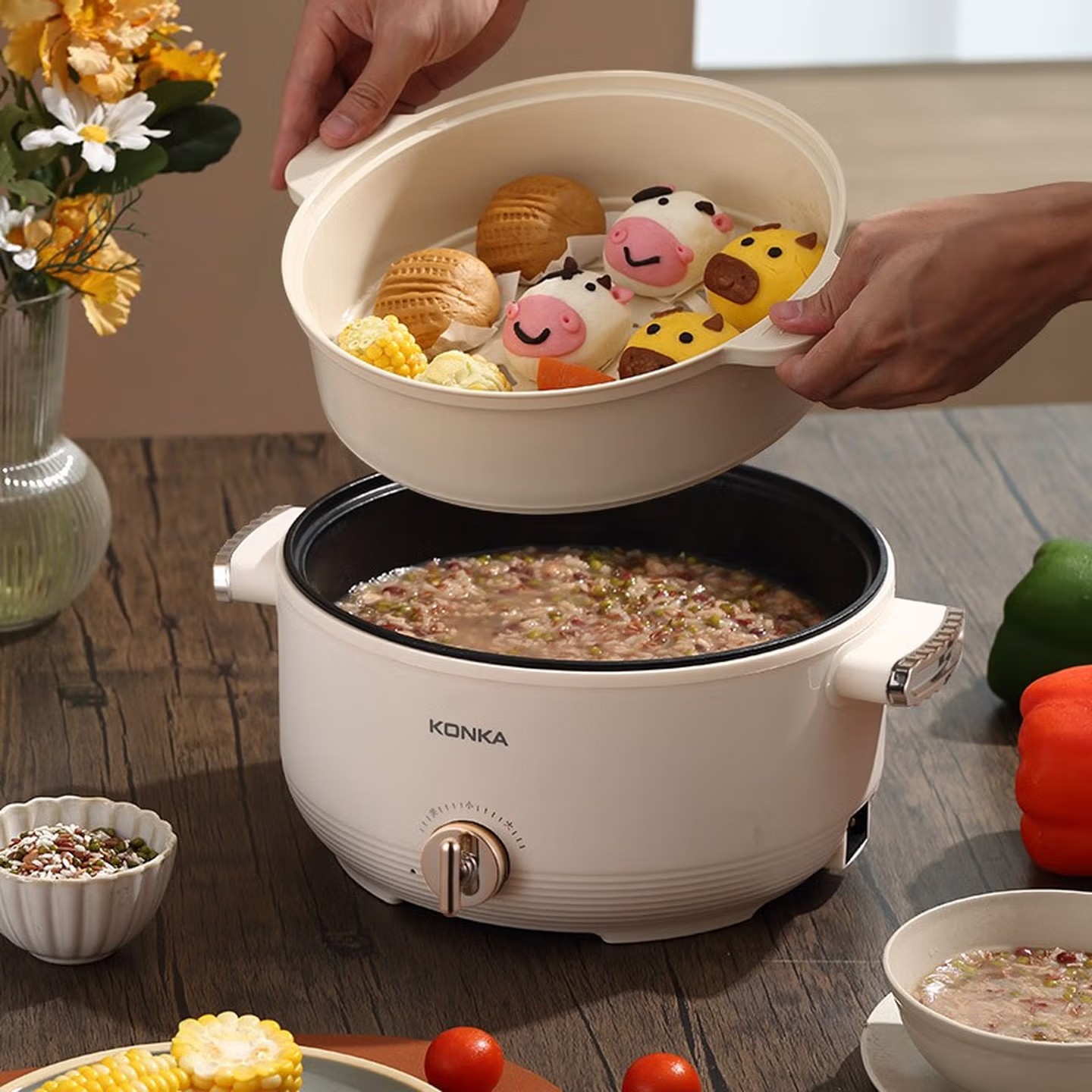 康佳 (KONKA)家用电火锅多功能4L大容量电煮锅KDHG-4006-M高清大图