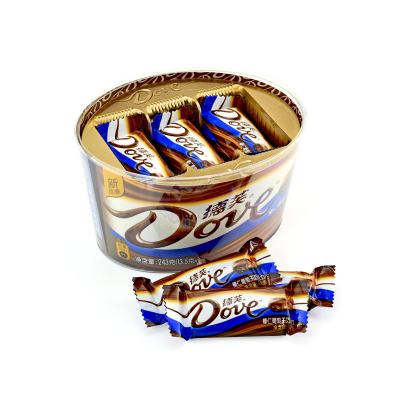 德芙巧克力碗装榛仁葡萄干巧克力243g碗装送女友巧克力条装喜糖批发报