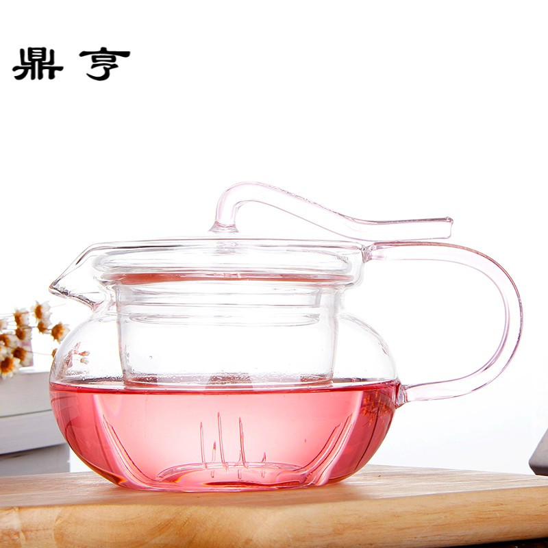 鼎亨花茶具 玻璃花茶壶过滤 泡茶壶花茶壶 晶粉神采壶防盖