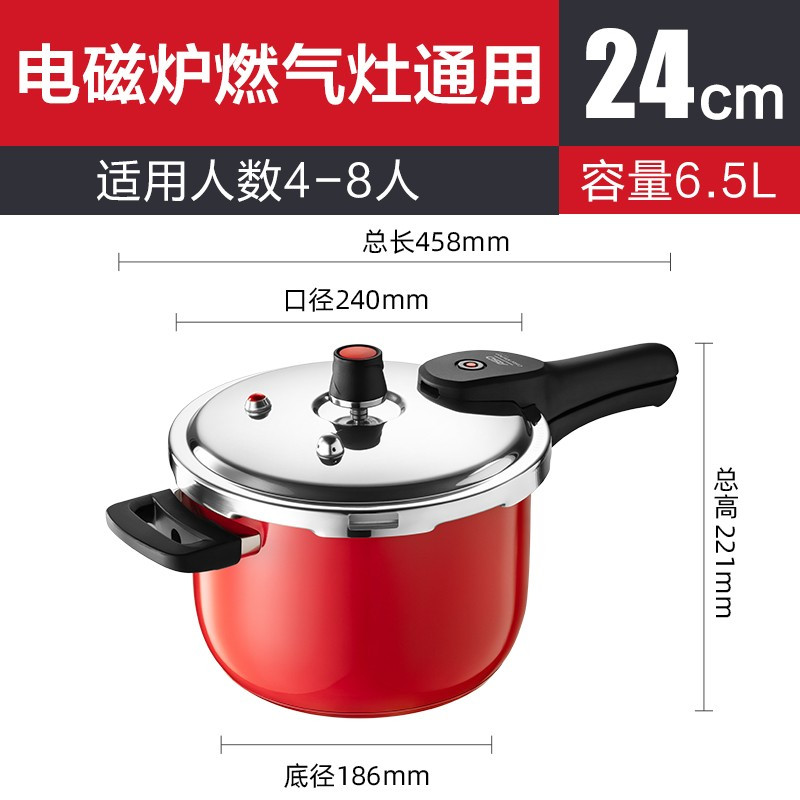 爱仕达高压锅燃气 304不锈钢压力锅电磁炉24cm 家用加厚安全六保险防爆不挑炉灶 YS24A7WG