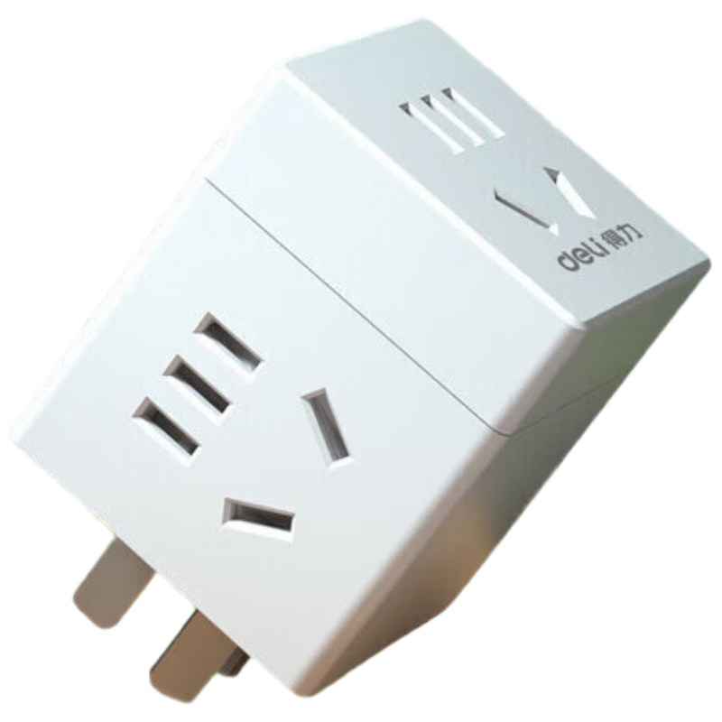 得力(deli)旅行转换插头 1转3电源转换器/转换插头/魔方插座/魔方转换器/无线插座 3孔无线魔方 33634白色
