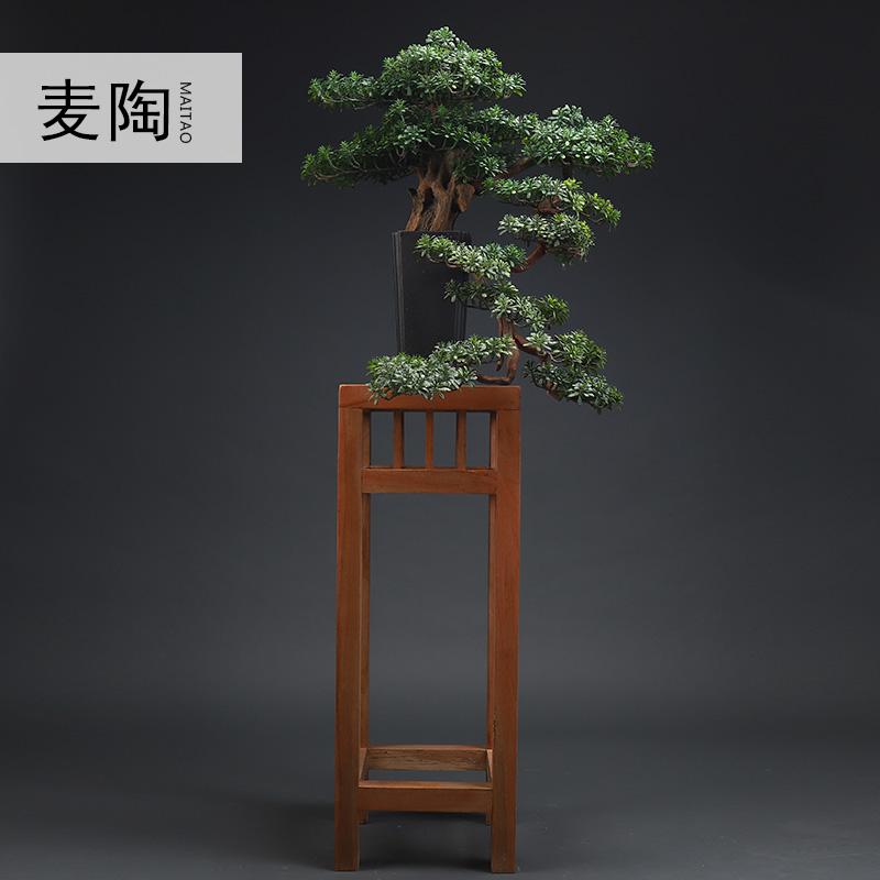 美帮汇复古仿真迎客松盆景家居摆件客厅玄关软装绿植样板间陶瓷摆件高清大图