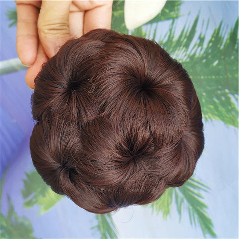 真发九朵花发包高档盘发器假发丸子头盘发盘头花苞发饰真发九朵花深