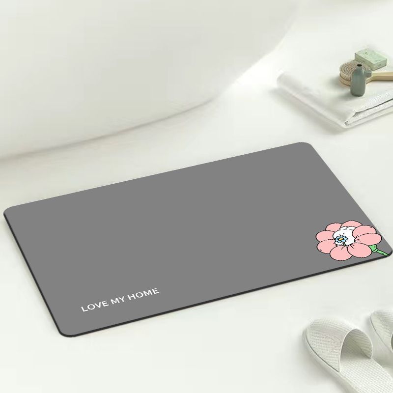 地垫家用浴室吸水地垫洗手间门口橡胶防滑大号脚垫速干软垫 40x60CM+40x60CM-2件 朵朵粉花