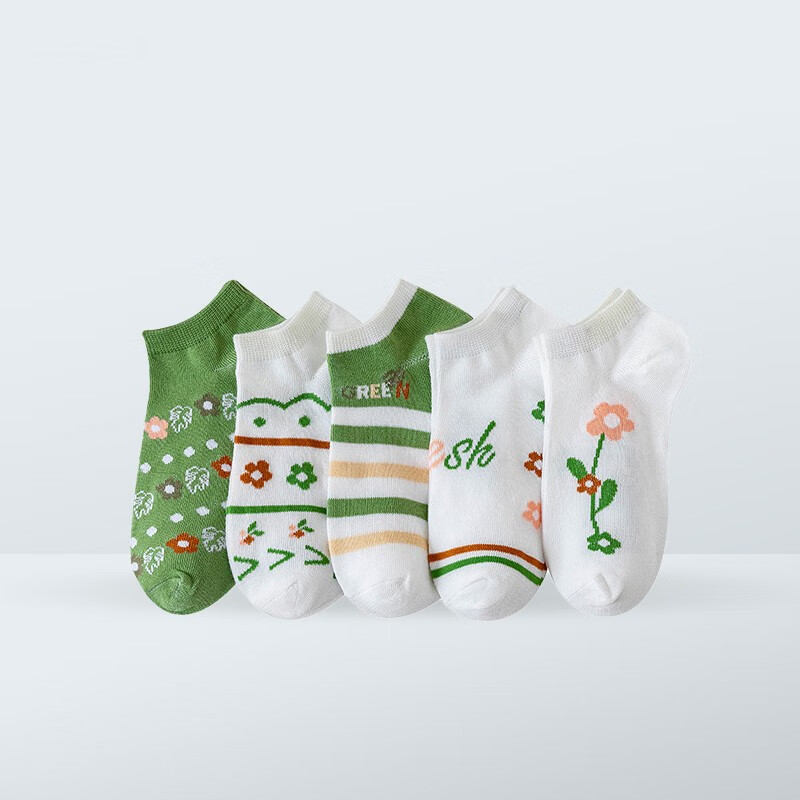 Cmierf Kuect(中国CK)女袜船袜(5双装)CK-FS1017均码 颜色随机高清大图