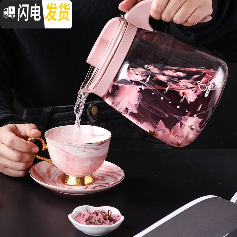 三维工匠大容量果汁壶凉水杯凉白开水壶玻璃耐热高温冷水壶凉水壶泡茶壶 中号北欧白(1700)高清大图