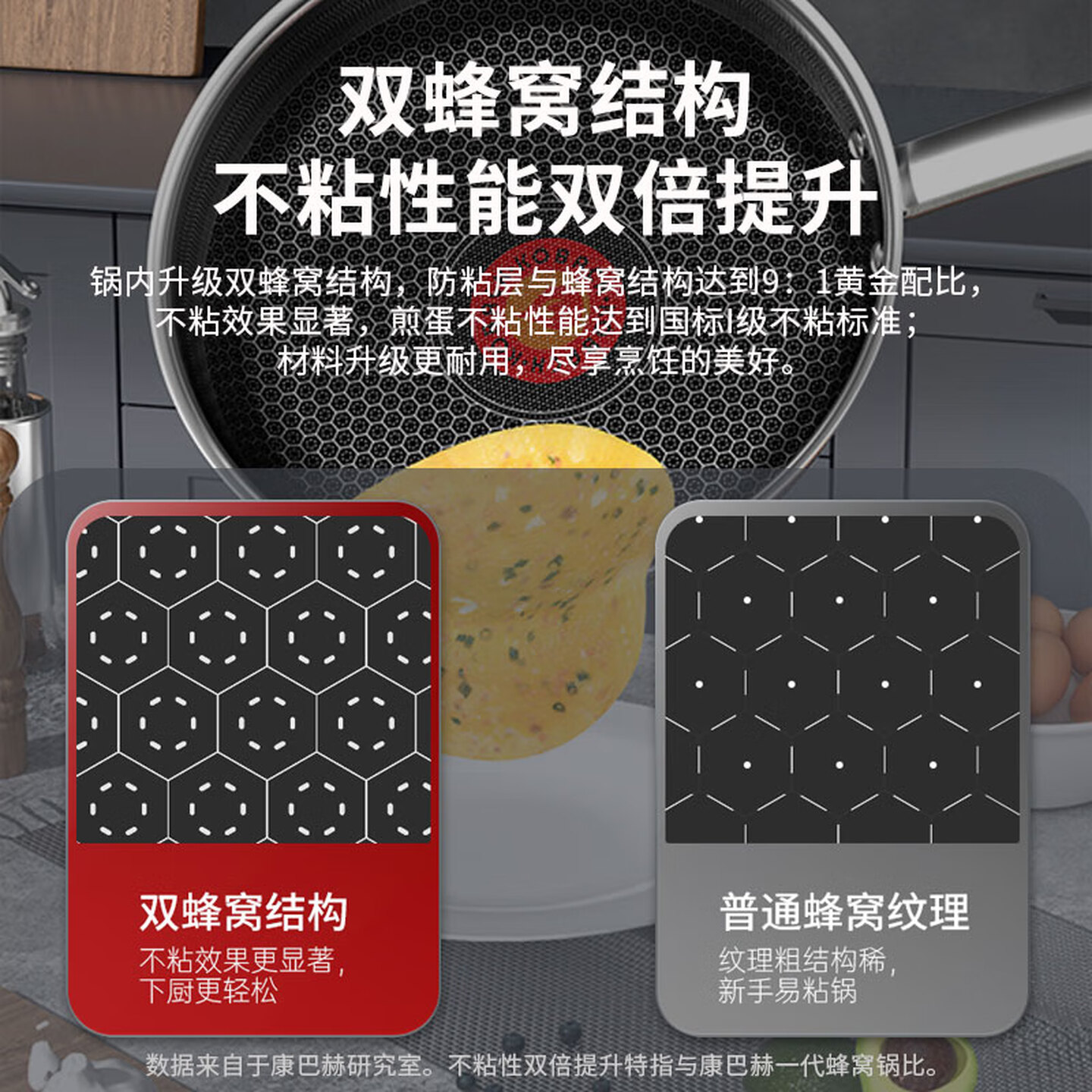 康巴赫六代煎锅不粘锅抗菌不锈钢平底锅蜂窝锅红点煎盘26cm电磁炉通用高清大图