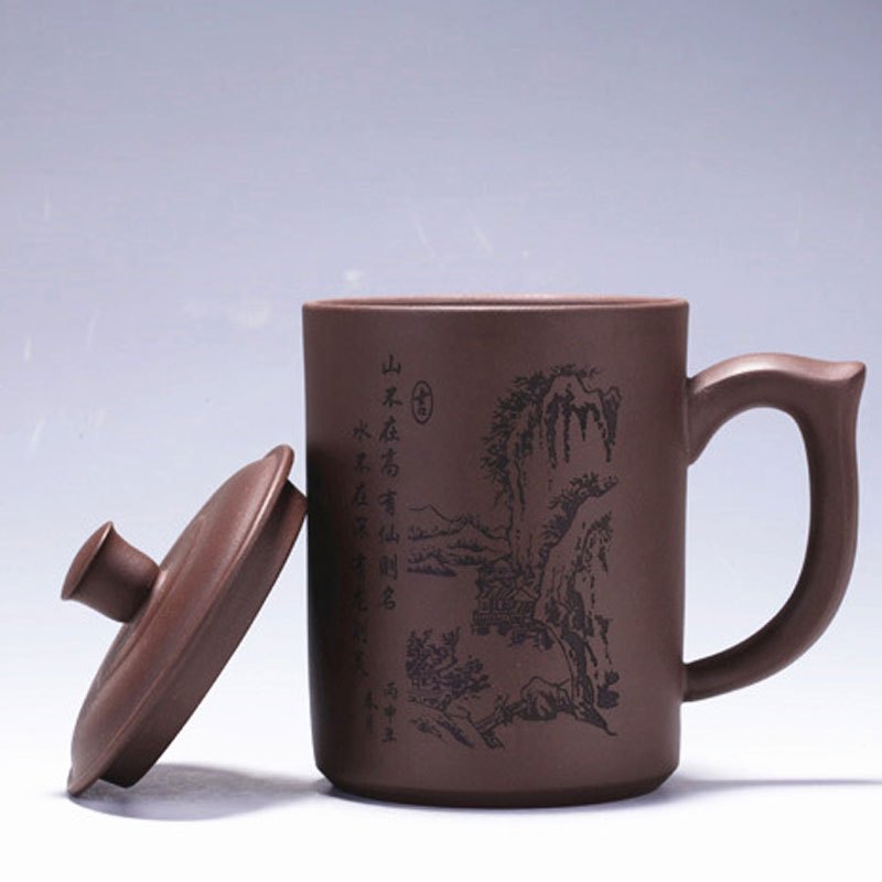 大容量紫砂杯紫泥非陶瓷办公喝水大茶杯生活日用家居器皿水具水杯家用创意简约紫砂杯