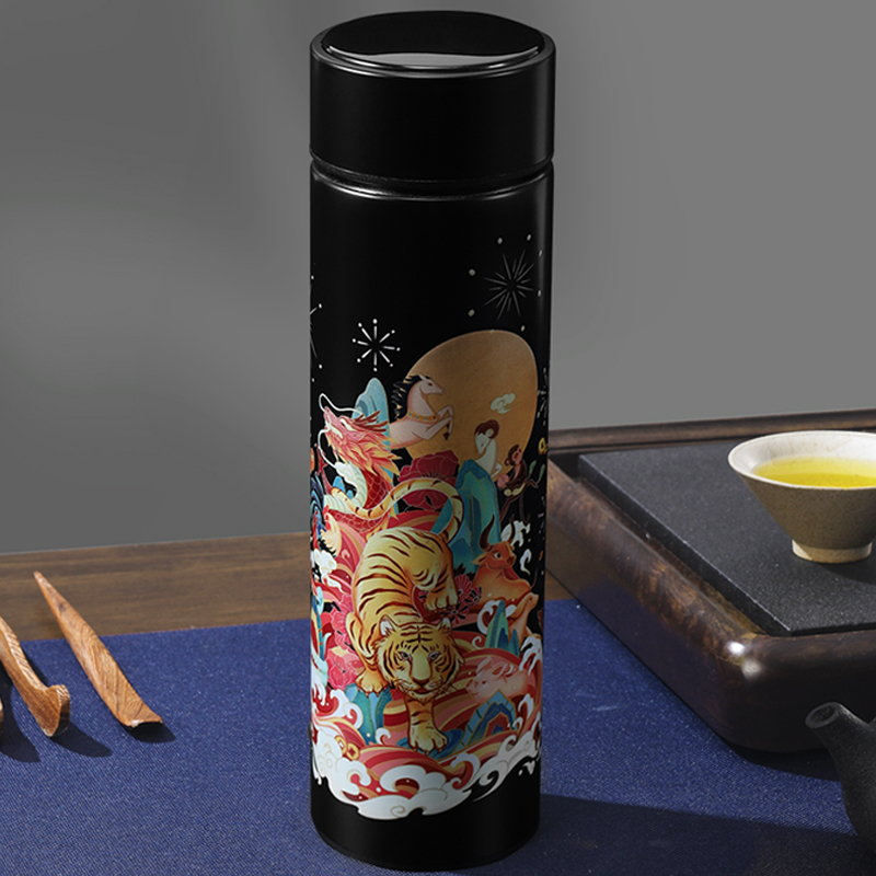 康巴赫(KBH)智能温显保温杯礼盒不锈钢水杯子 纪念品中国风挚爱款文创礼品实用 保温杯450ml