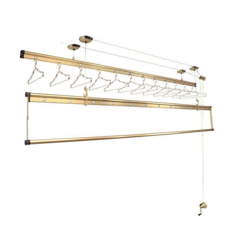 谊桥(yiqiao)服装店家具nyjpz7e4 手动晾衣架阳台手摇升降伸缩双杆式