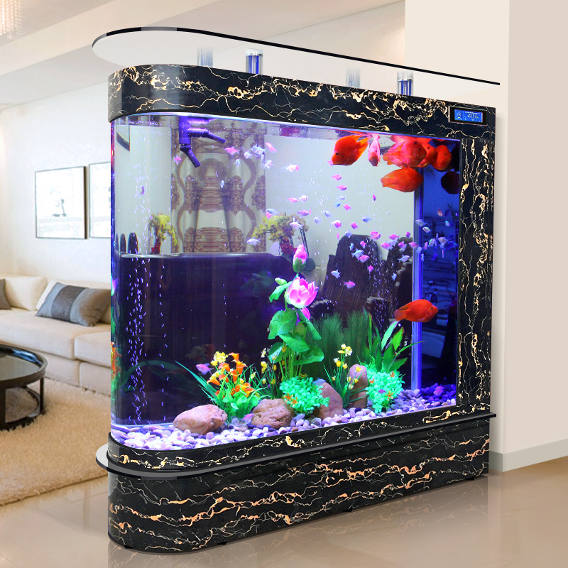 子金鱼缸水族箱大型玻璃生态客厅小型落地免换水家用圆形高清大图