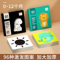 黑白卡片婴儿早教卡新生的儿视觉激发卡0到3个月宝宝追视彩色玩具 96种图案❤（黑白+彩色）中卡【0-12个月】