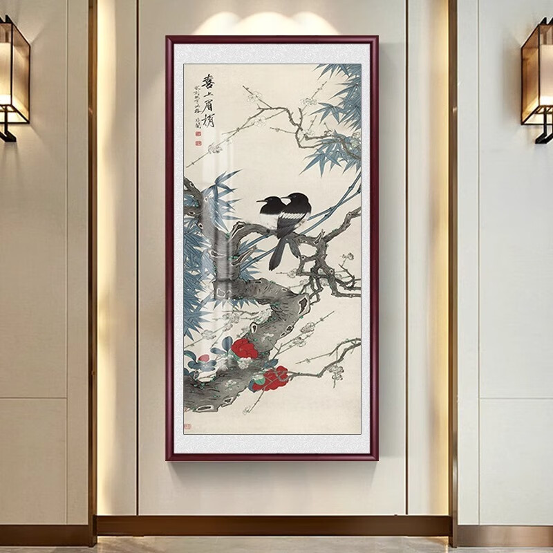 维诺亚新中式玄关装饰画走廊过道竹子画节节高升壁画客厅沙发背景墙挂画高清大图