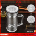 双层玻璃杯男女便携茶水分离泡茶杯隔热透明水杯子 手柄办公杯(龙腾盛世-银币）_146