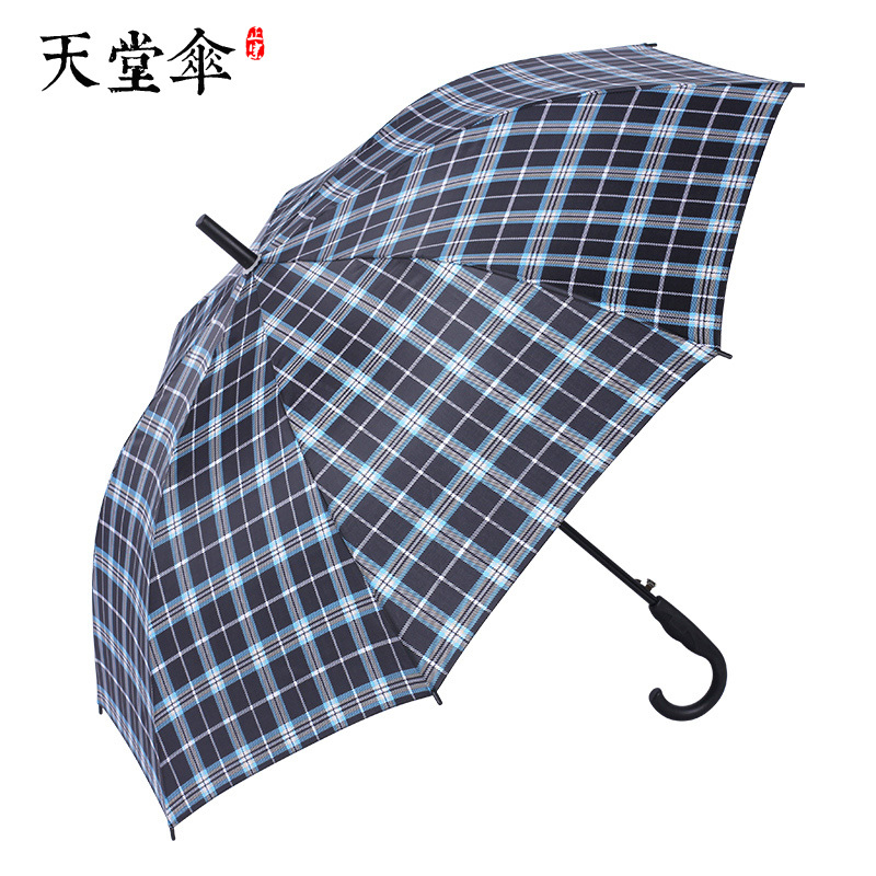 天堂伞2018新款长柄伞格子伞商务直柄半自动晴雨伞强拒水防风防暴雨超大双人男女通用