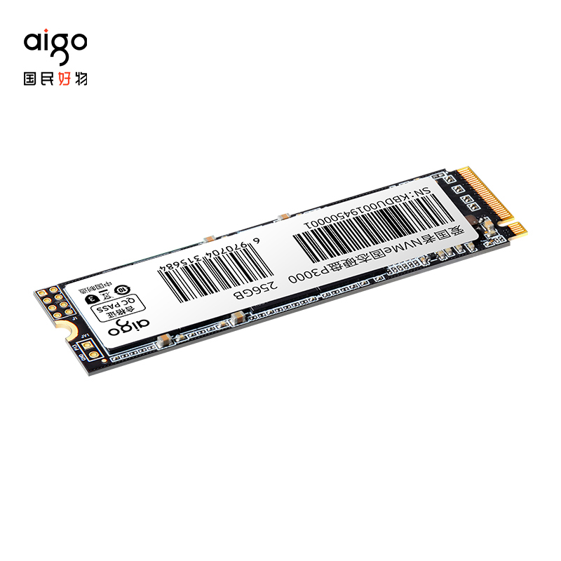 爱国者 (aigo) P3000 SSD固态硬盘 256GB M.2接口(NVMe协议) 笔记本台式机电脑通用 高性能版 读速3300MB/s 写速2900MB/s
