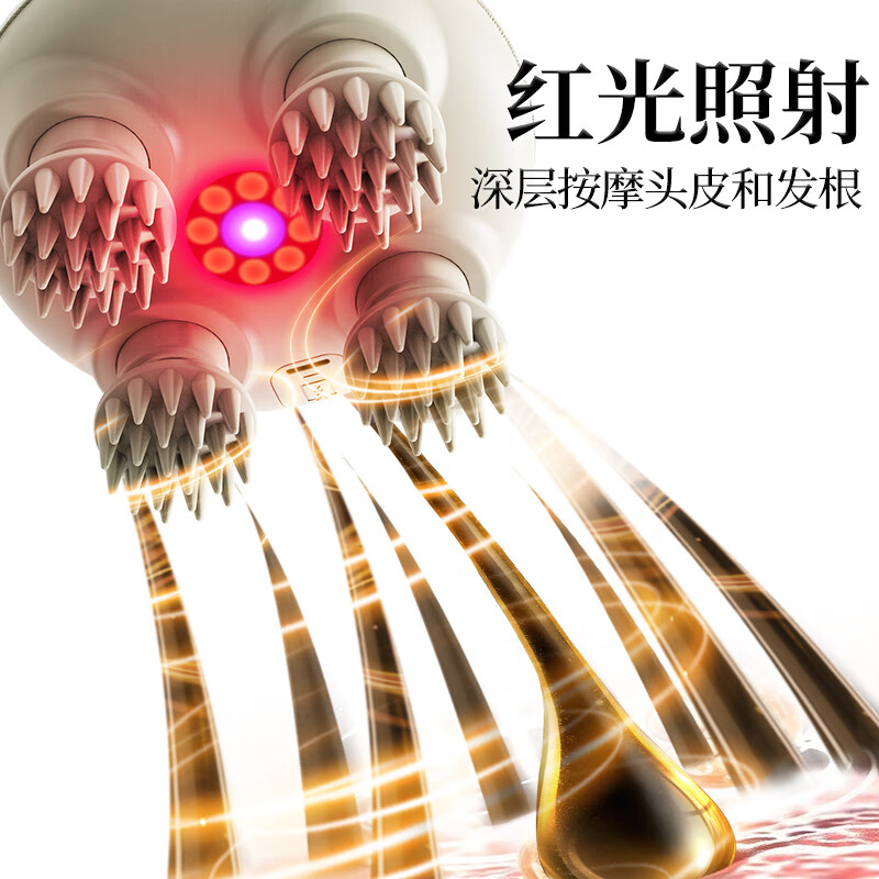 和正头部按摩器电动按摩梳萌趣猫爪抓挠头皮按摩仪可防水 [猫爪般揉捏抓按]Head6高清大图