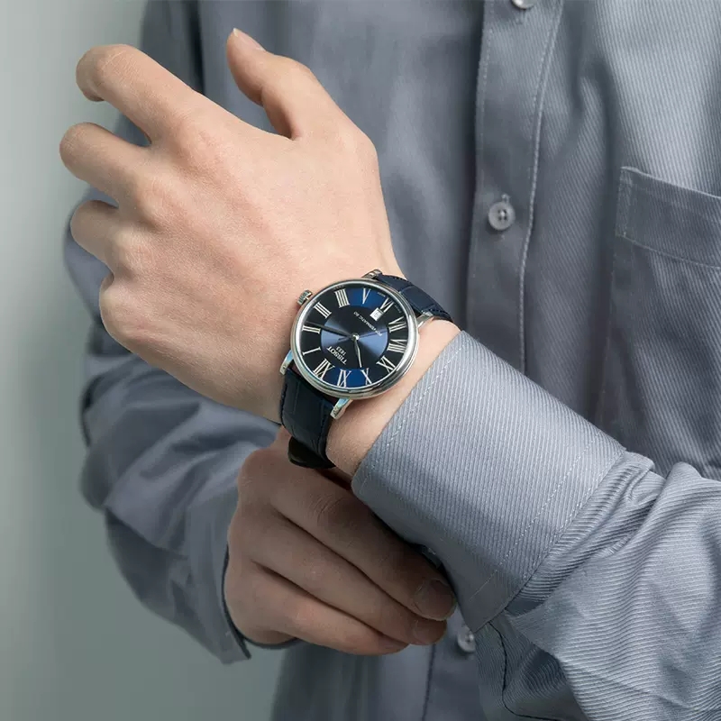 天梭(TISSOT)瑞士手表 2020年新款卡森臻我系列皮带男士机械表T122.407.16.043.00高清大图