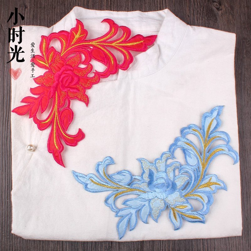 大号刺绣贴花破洞羽绒服布贴复古花补丁贴衣服裤子裙子装饰贴布