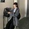 复古黑色小西装外套女春秋2021新款韩版宽松休闲百搭气质西服上衣 长袖白色 S