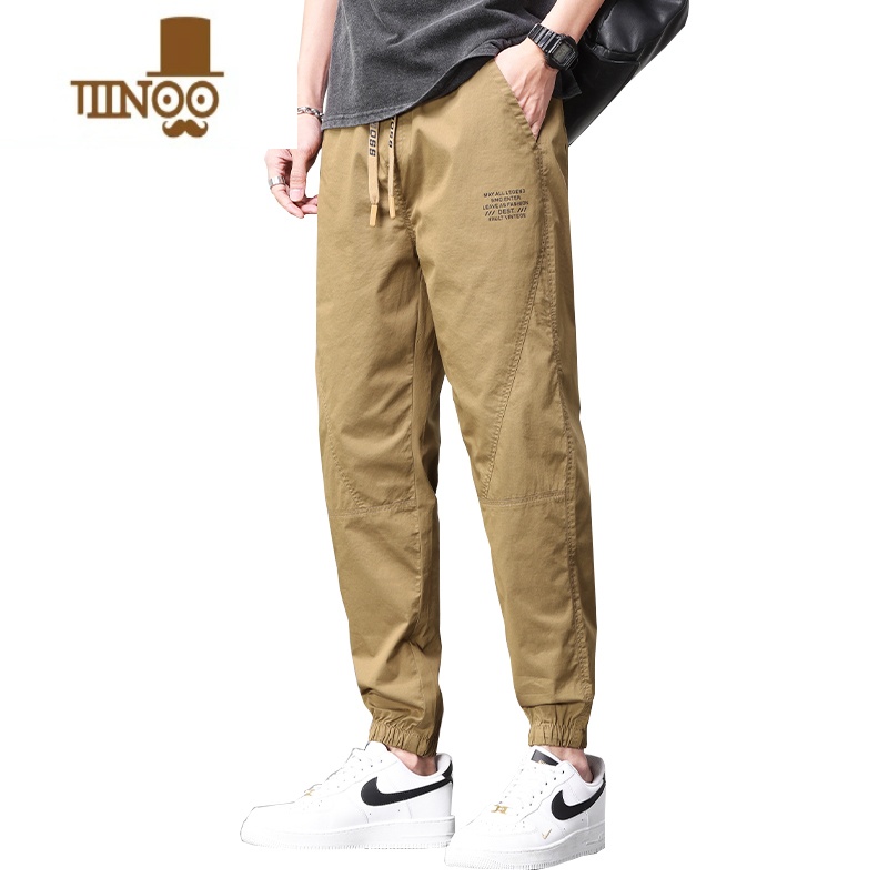 YANXU男士休闲裤夏季薄款宽松束脚百搭青少年运动工装冰丝裤子男款夏天高清大图