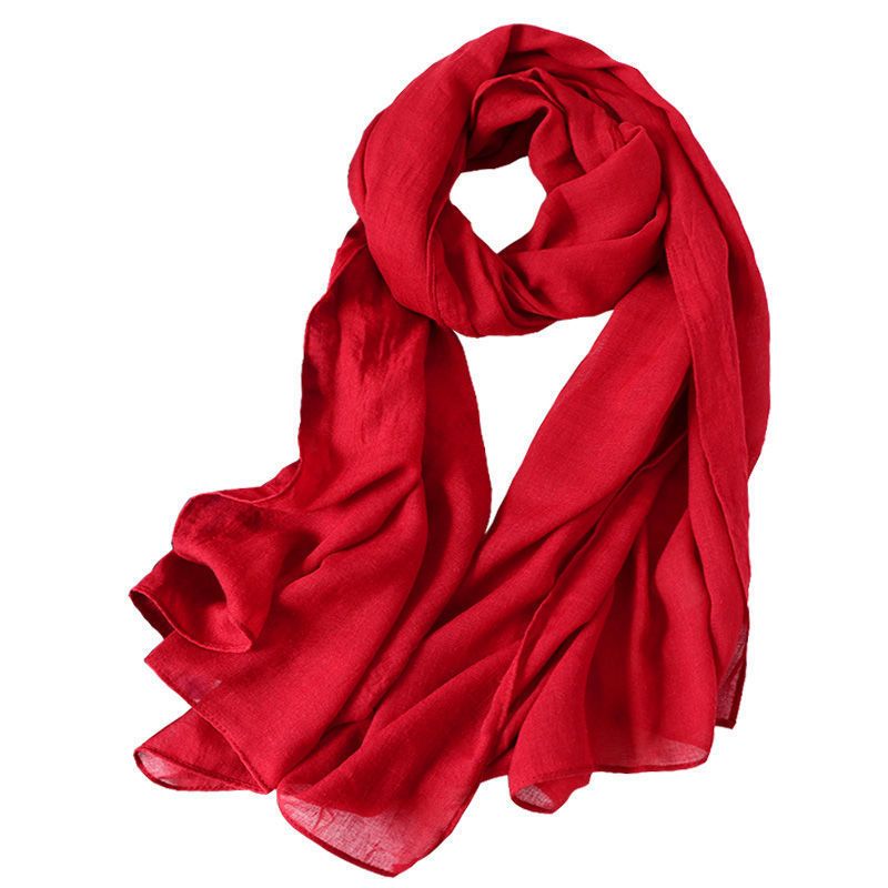 m-0纯色 韩版字母围巾披肩两用丝巾女百搭春秋季超薄款棉麻外搭护颈秋