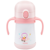 膳魔师(THERMOS)孕婴童保温杯FFH-293L吸管杯内胆316L不锈钢双盖多用290ML学饮杯礼盒装防滑底座粉色