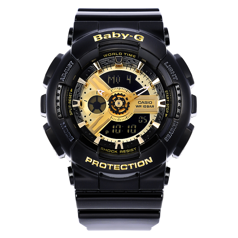 casio(卡西欧) baby-g系列 黑金运动手表 石英表女表 ba-110-1a林允