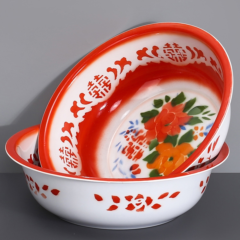 知渡搪瓷盆结婚庆用品老式怀旧塘瓷家用铁洗脸盆泡脚洗衣服洗菜盆视频