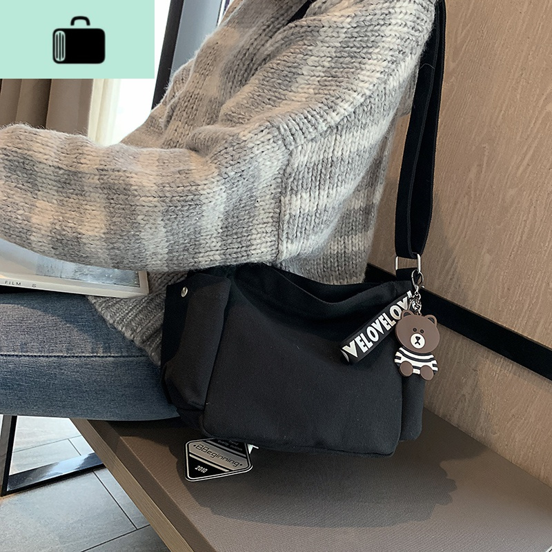 饺子斜挎包帆布包女ins风单肩包网红小布包工装挎包日系懒惰风 潮NEW LAKE女斜挎包