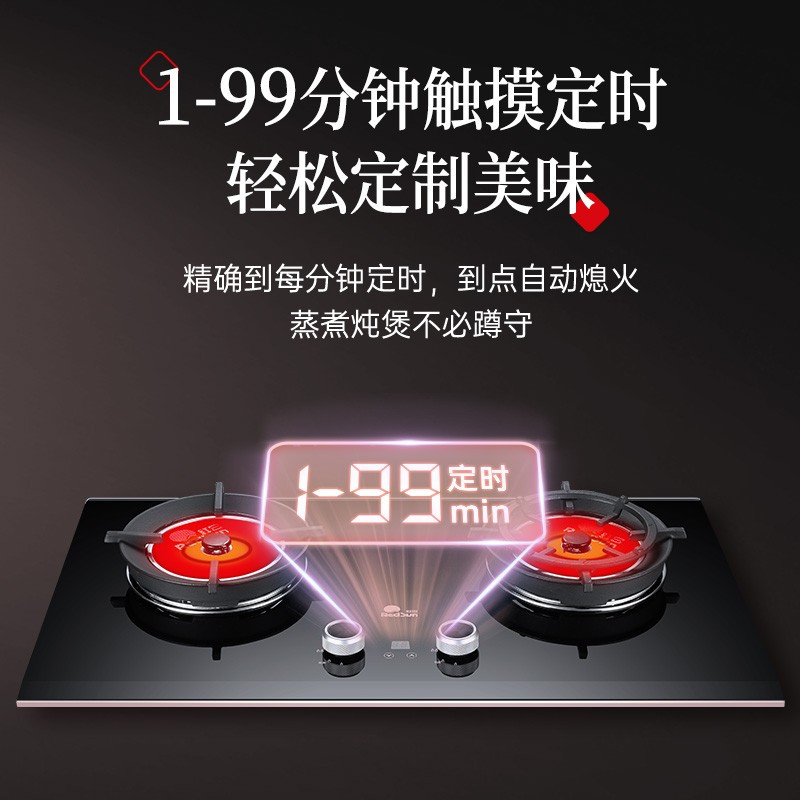 红日(RedSun)家用侧吸式油烟机 25立方大风量 70%高热效 一级能效烟灶套装 JEM26H+EM618B液化气