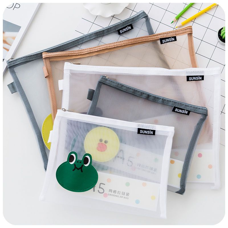 韩国可爱卡通文件袋便携拉链a5资料袋a4网格袋收纳袋笔袋a5布朗熊