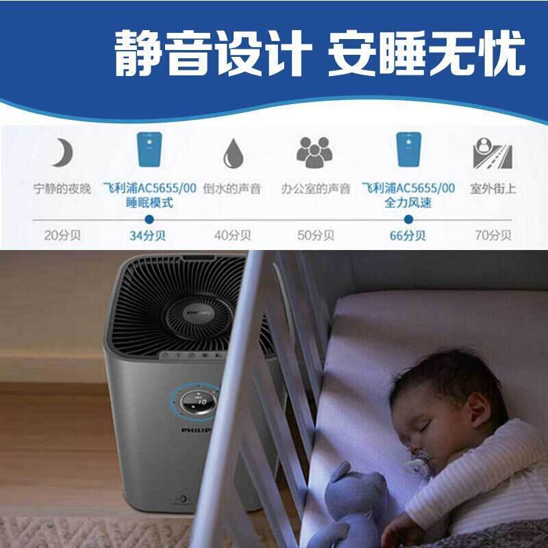 飞利浦(PHILIPS) 空气净化器 家用除雾霾PM2.5 新品抗霾过敏原 暗云色 AC5655 适用面积42-72平米