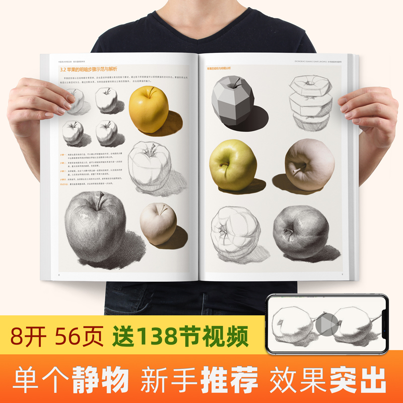 [醉染正版]彦和出版中考素描单个体静物临摹书画册照片书教程材敲门砖范本范画零基础美术初学者画画结构自学对画水果组合攻略绘高清大图