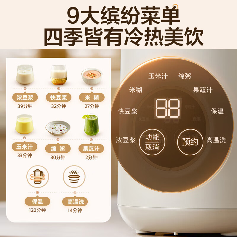 小熊豆浆机家用全自动多功能米糊破壁机免过滤煮DJJ-D06W5高清大图