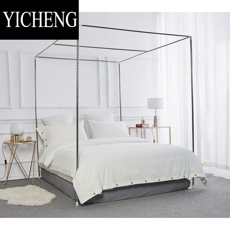 yicheng蚊帐支架杆子配件三开门不锈钢管方顶架子加粗单开门落地公主