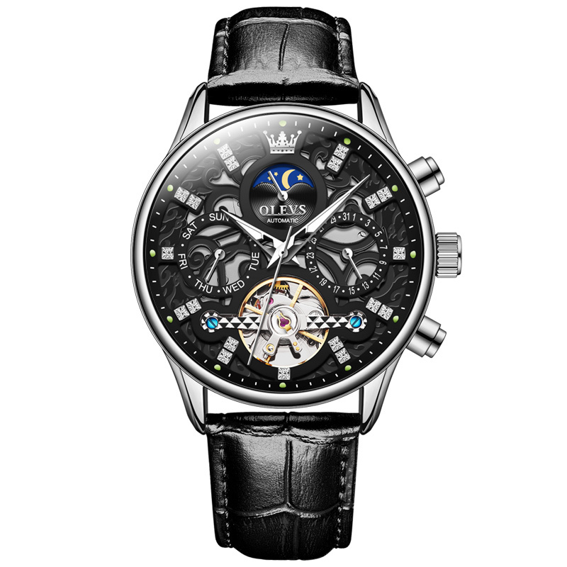 明星代言欧利时olevs瑞士品牌缕空飞轮全自动机械表男士手表夜光防水