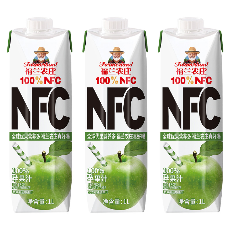 福兰农庄 NFC苹果汁 1L 瓶高清大图