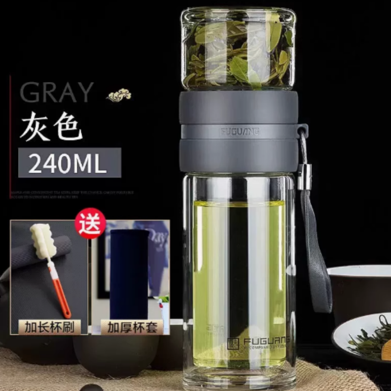 富光 G1609 紫金银离子抗菌泡茶师玻璃杯240ml(单位:个)颜色随机发货高清大图