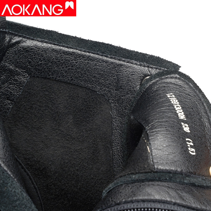 奥康女鞋厚底马丁靴女英伦风短靴休闲百搭皮靴牛皮女靴子