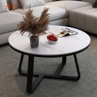 质凡岩板圆形茶几轻奢现代小户型北欧小茶几桌几 直径60cm