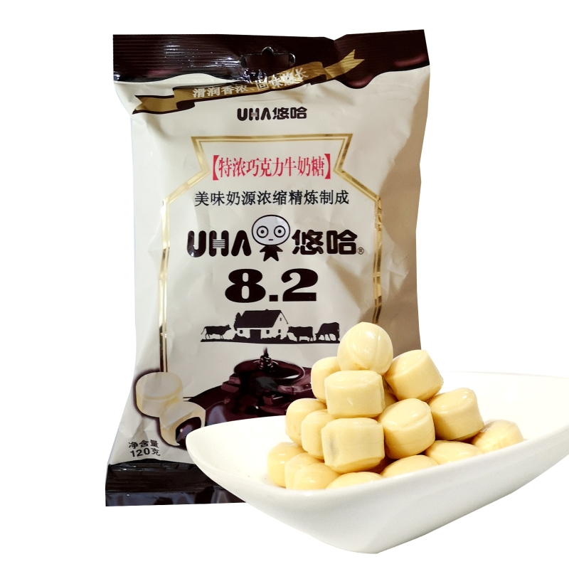 uha悠哈特浓牛奶糖草莓味椰子味清凉味巧克力味袋装120g结婚喜糖