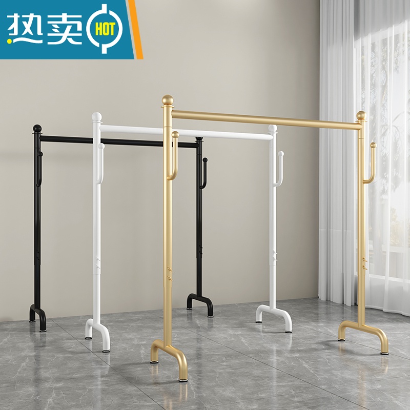 敬平晾衣架落地卧室内折叠单杆阳台出租房宿舍酒店凉晒挂衣服家用架子 纳米金色长100高130高清大图