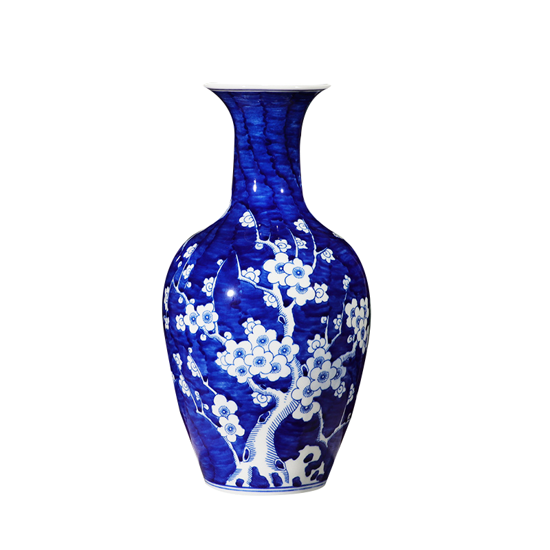 彩帮陶瓷花瓶景德镇陶瓷器摆件客厅插花蓝色瓷瓶子中式家居酒柜装饰品