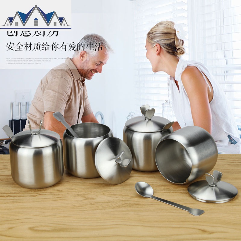 304组合装不锈钢调味瓶家用收纳佐料调料盒套装盐罐 欧式厨房用品 三维工匠收纳盒高清大图