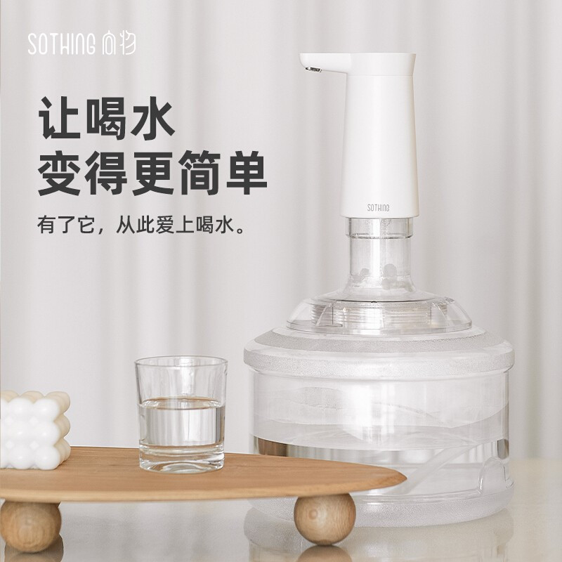 向物(SOTHING)桶装水抽水器自动上水器饮水机泵纯净水抽水泵家用压水器电动吸水器充电抽水器Type-c-白色