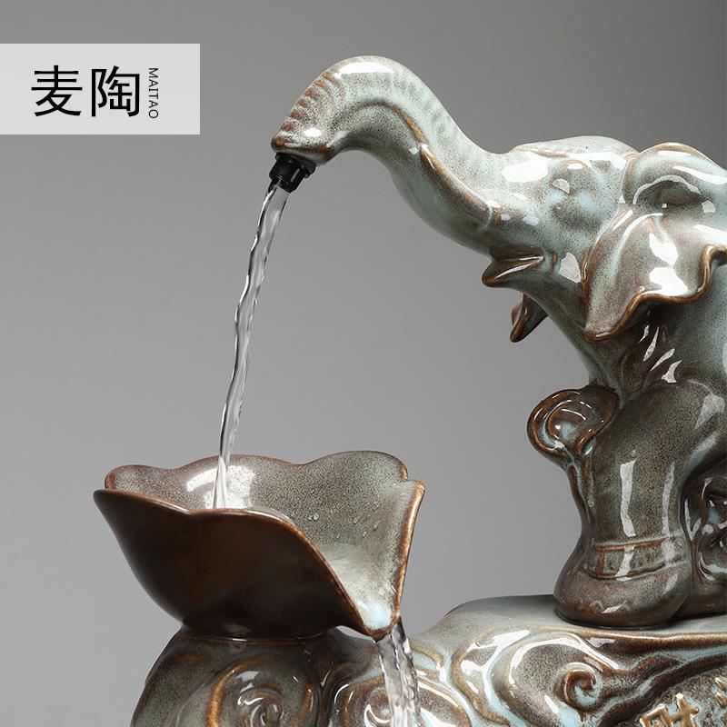 美帮汇流水喷泉摆件陶瓷加湿器鱼缸开业礼品客厅办公室装饰高清大图
